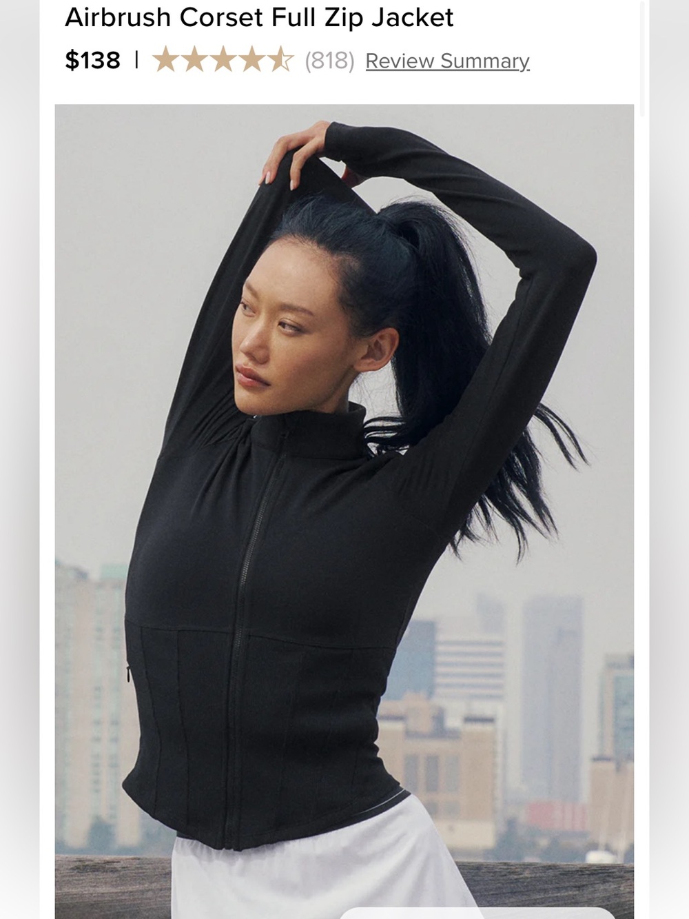ALO Airbrush Corset Full Zip Jacket Black XS excellent condition!
